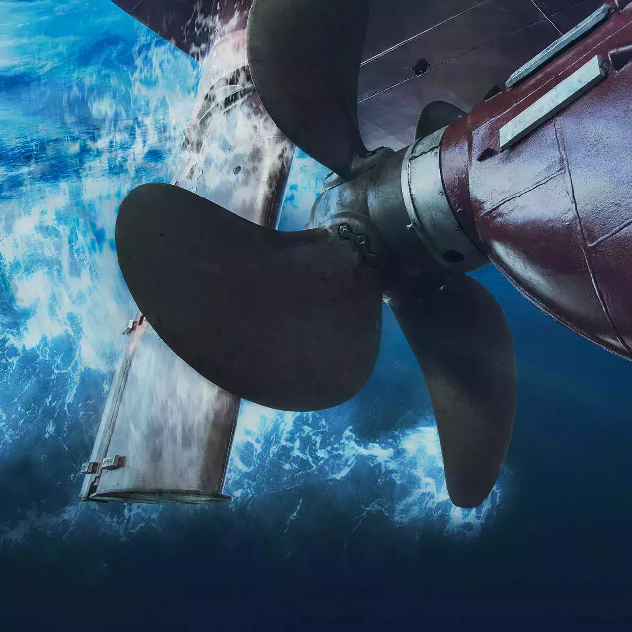 Pales de moteur d'un bateau