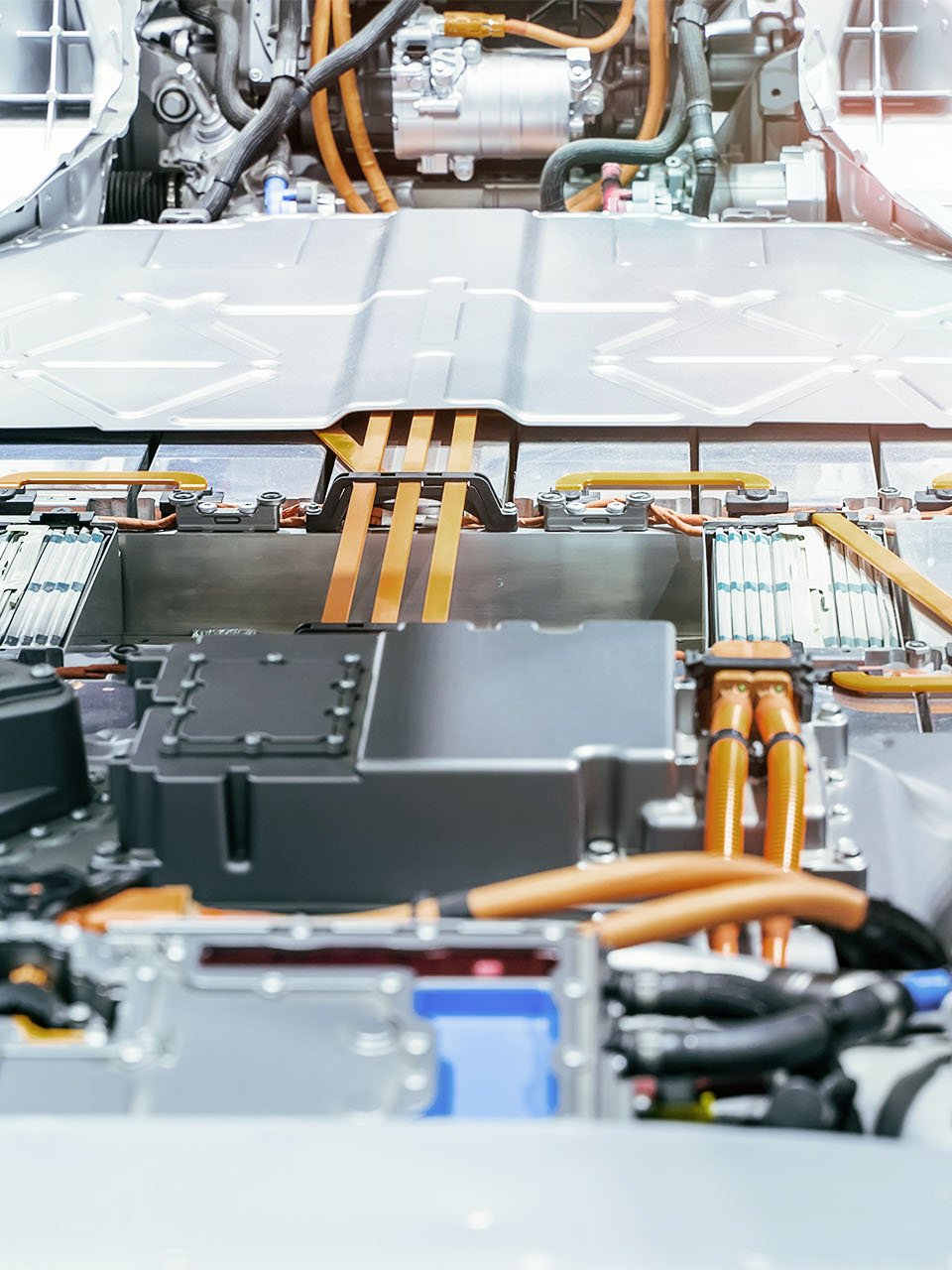 Voiture électrique vue d'en bas